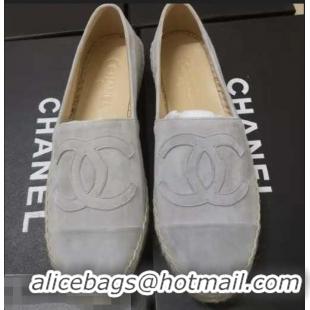 Luxury New Chanel Suede CC Logo Espadrilles G40408 Gray