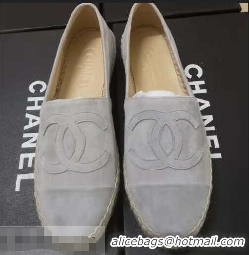 Luxury New Chanel Suede CC Logo Espadrilles G40408 Gray