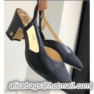 Hot Sale Chanel Heel 6.5cm Slingbacks G31318 Black/Grosgrain 2019