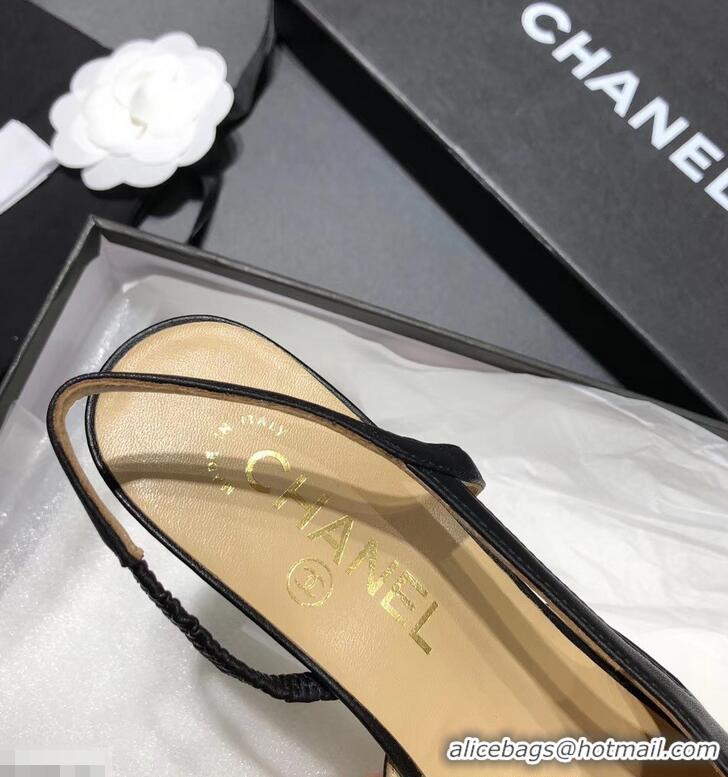 Hot Sale Chanel Heel 6.5cm Slingbacks G31318 Black/Grosgrain 2019