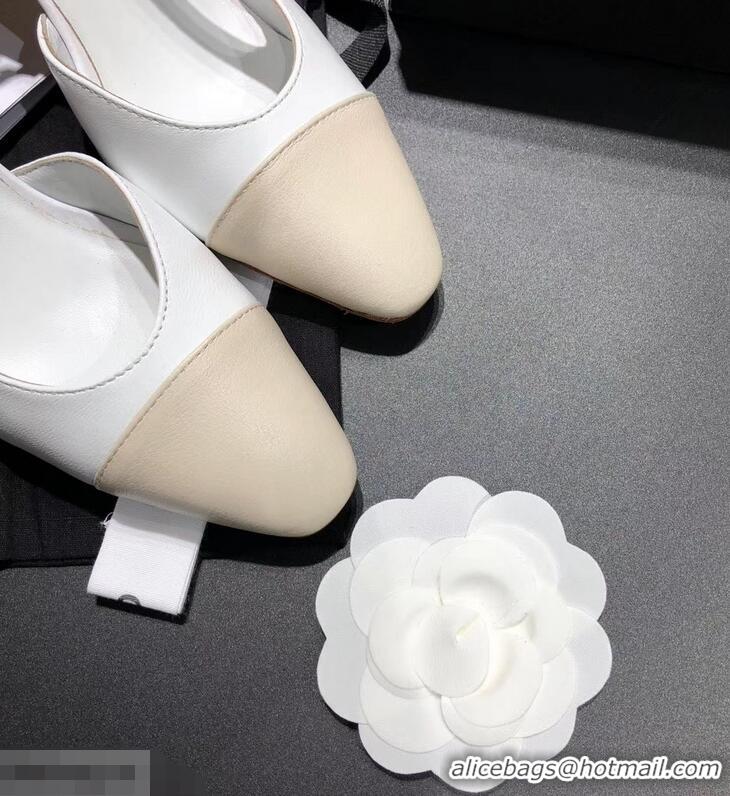 New Cheap Chanel Heel 6.5cm Slingbacks G31318 White/Ivory 2019