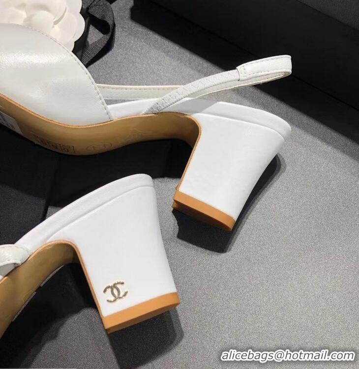 New Cheap Chanel Heel 6.5cm Slingbacks G31318 White/Ivory 2019