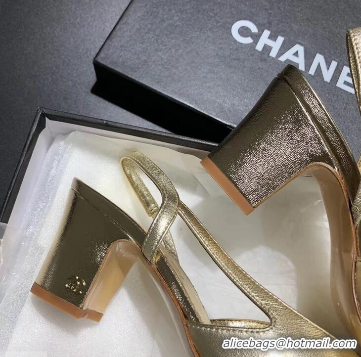 New Style Chanel Heel 6.5cm Slingbacks G31318 Gold/Silver 2019