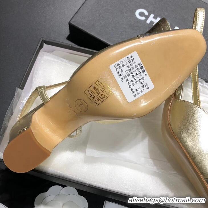 New Style Chanel Heel 6.5cm Slingbacks G31318 Gold/Silver 2019