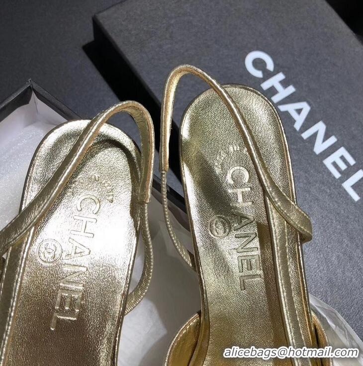 New Style Chanel Heel 6.5cm Slingbacks G31318 Gold/Silver 2019