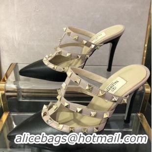 Wholesale VALENTINO ROCKSTUD STRAP sheepskin PUMP 9.5CM V8756 Black