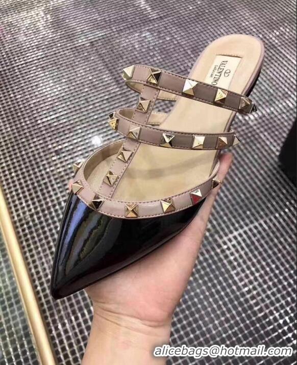 Wholesale VALENTINO ROCKSTUD STRAP PATENT FLAT V8754 Black