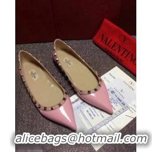 Buy Cheap Valentino PATENT Rockstud Ballet Flats V8758 Pink