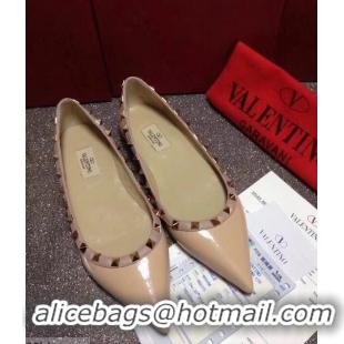 Ladies Cheapest Valentino PATENT Rockstud Ballet Flats V8758 NUDE