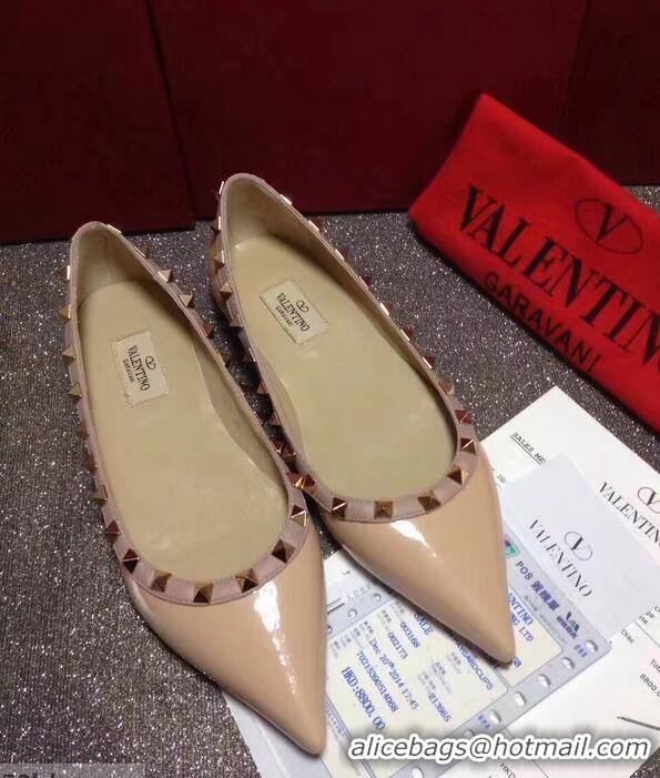 Ladies Cheapest Valentino PATENT Rockstud Ballet Flats V8758 NUDE