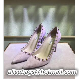 Discount Women Valentino Suede Rockstud Pump 9.5cm V8759 NUDE