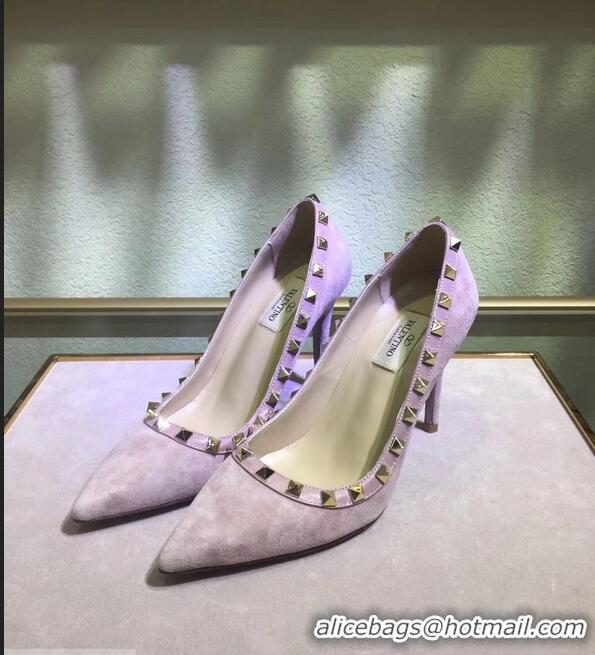 Discount Women Valentino Suede Rockstud Pump 9.5cm V8759 NUDE