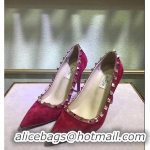 Best Price Valentino Suede Rockstud Pump 9.5cm V8759 Red