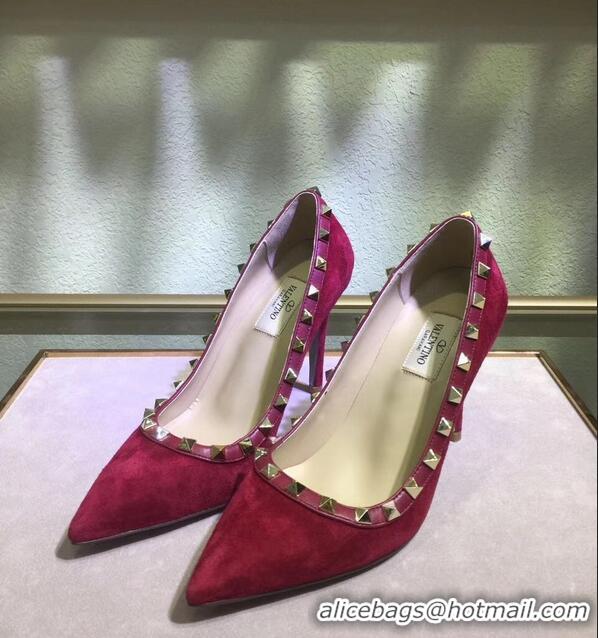 Best Price Valentino Suede Rockstud Pump 9.5cm V8759 Red