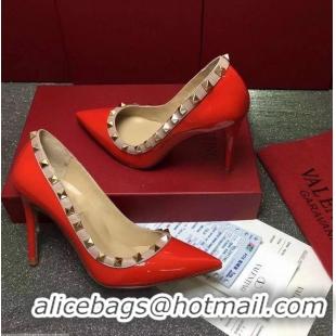 Shop Luxury VALENTINO PATENT ROCKSTUD PUMP 9.5CM VT8510 RED