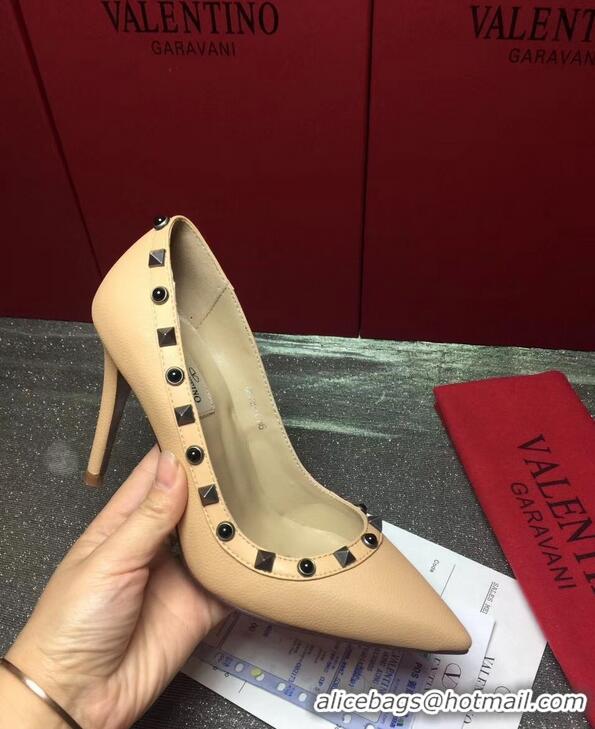 Fashion Luxury VALENTINO ROLLING ROCKSTUD PUMP 9.5CM VT8660 BEIGE