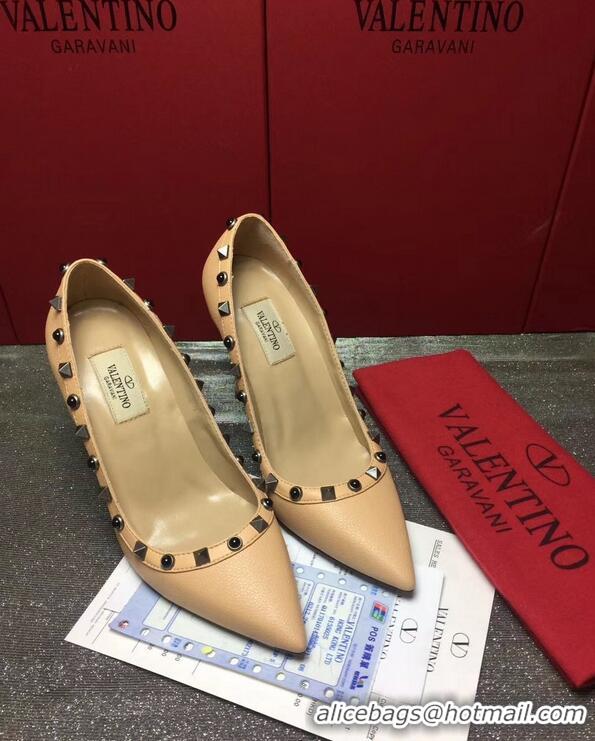 Fashion Luxury VALENTINO ROLLING ROCKSTUD PUMP 9.5CM VT8660 BEIGE