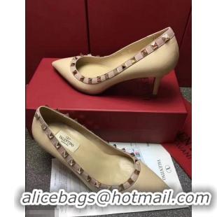 Fashion Luxury VALENTINO SHEEPSKIN ROCKSTUD PUMP 6.5CM VT8975 NUDE