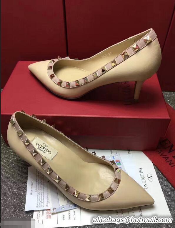 Fashion Luxury VALENTINO SHEEPSKIN ROCKSTUD PUMP 6.5CM VT8975 NUDE