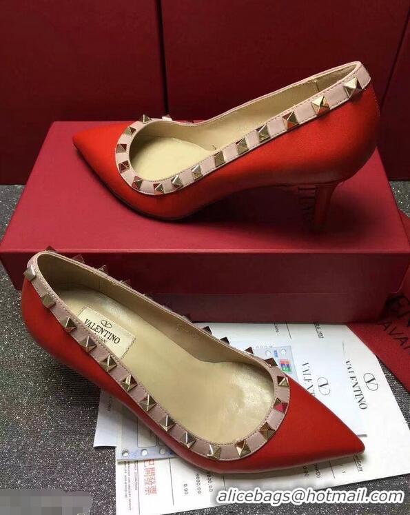 Generous VALENTINO SHEEPSKIN ROCKSTUD PUMP 6.5CM VT8975 Red