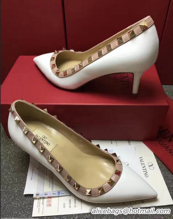 Shop Cheap VALENTINO SHEEPSKIN ROCKSTUD PUMP 6.5CM VT8975 White