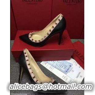 Buy Ladies VALENTINO SHEEPSKIN ROCKSTUD PUMP 9.5CM VT8956 Black