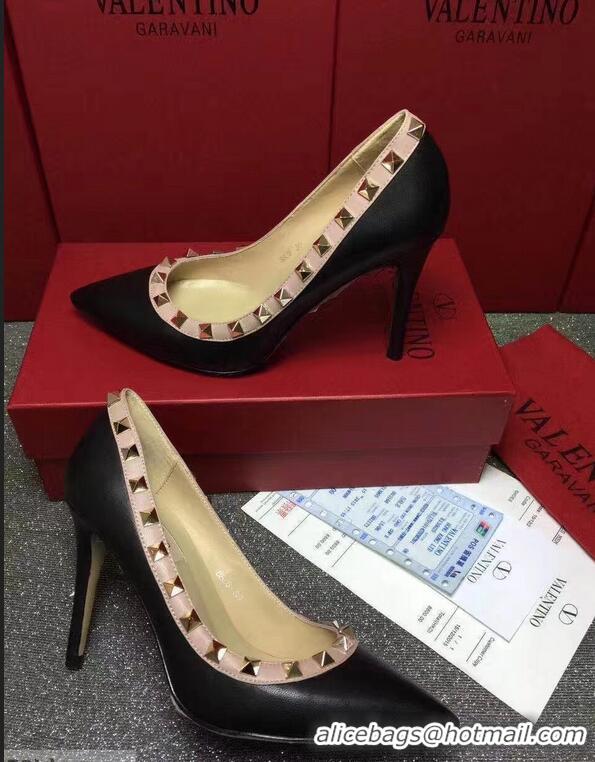 Buy Ladies VALENTINO SHEEPSKIN ROCKSTUD PUMP 9.5CM VT8956 Black