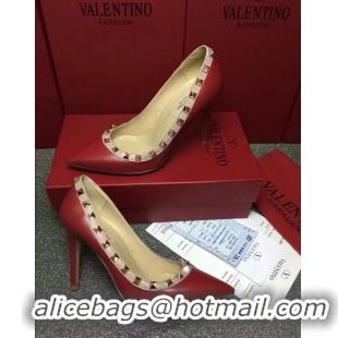 Modern VALENTINO SHEEPSKIN ROCKSTUD PUMP 9.5CM VT8956 Red