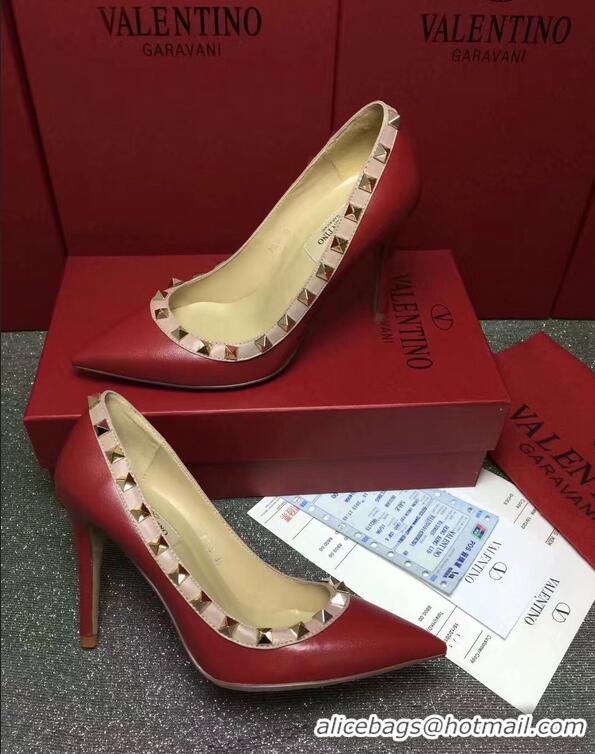 Modern VALENTINO SHEEPSKIN ROCKSTUD PUMP 9.5CM VT8956 Red