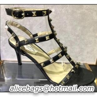 Shop Low Price Valentino Heel 6.5cm Cage Rockstud Sandals VT0402 Black 2019