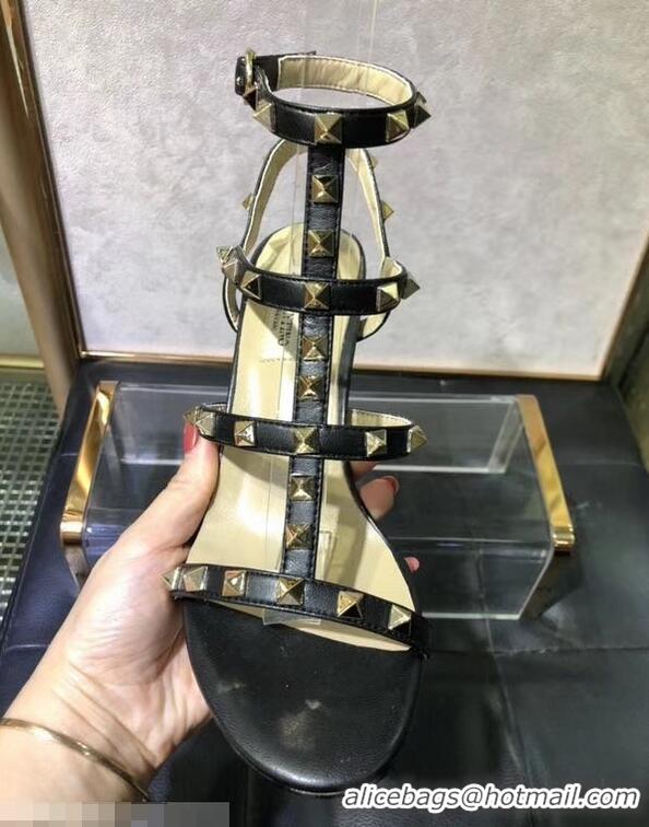 Shop Low Price Valentino Heel 6.5cm Cage Rockstud Sandals VT0402 Black 2019