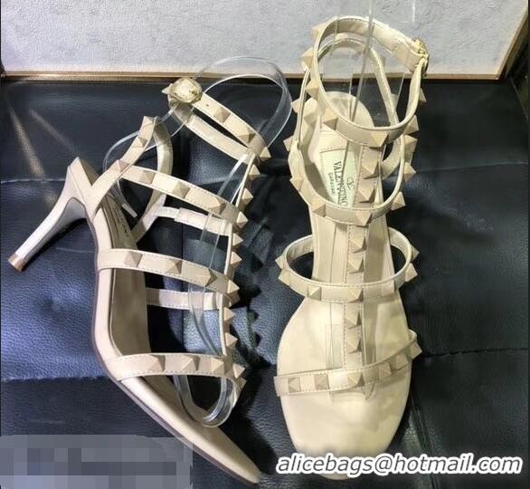 Sophisticated Valentino Heel 6.5cm Cage Rockstud Sandals VT0403 All Nude 2019