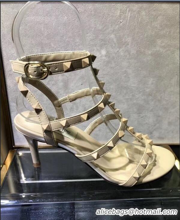 Sophisticated Valentino Heel 6.5cm Cage Rockstud Sandals VT0403 All Nude 2019