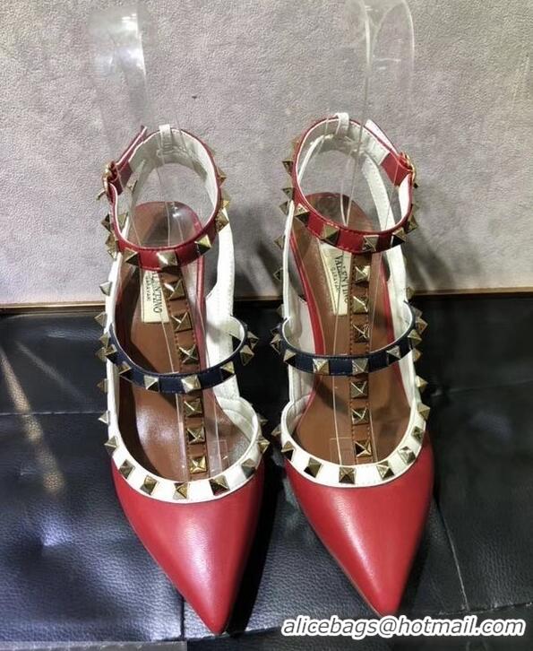 Chic Valentino Heel 9.5cm Rockstud Multicolored Ankle Strap Pumps VT0404 2019