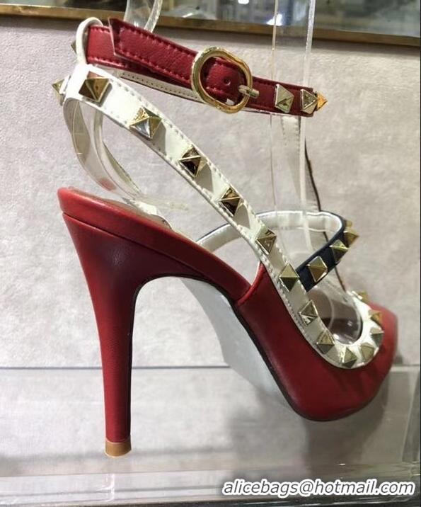 Chic Valentino Heel 9.5cm Rockstud Multicolored Ankle Strap Pumps VT0404 2019