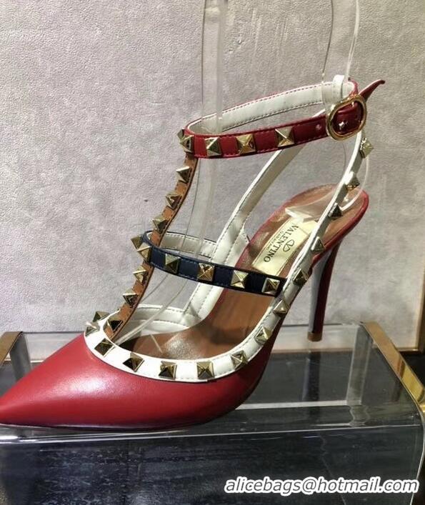 Chic Valentino Heel 9.5cm Rockstud Multicolored Ankle Strap Pumps VT0404 2019