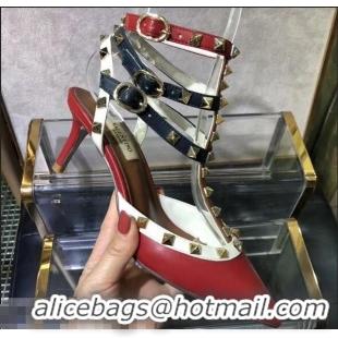 Crafted Valentino Heel 6.5cm Rockstud Multicolored Ankle Strap Pumps VT0405 2019