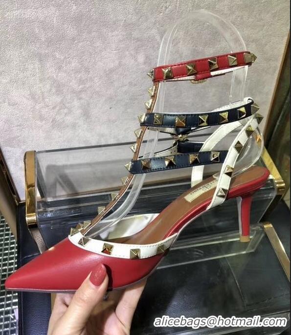 Crafted Valentino Heel 6.5cm Rockstud Multicolored Ankle Strap Pumps VT0405 2019