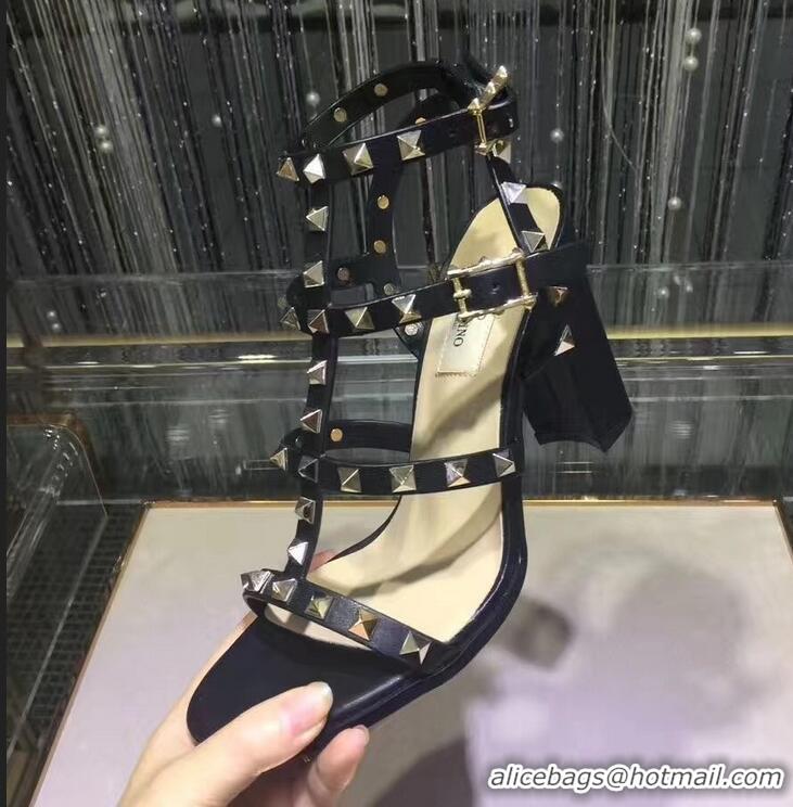 Imitation Valentino cage Rockstud calfskin Sandal 9.5cm VT8756 Black