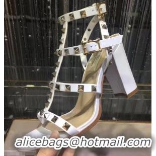 Sumptuous Valentino Cage Rockstud Calfskin Sandal 9.5cm VT8756 White