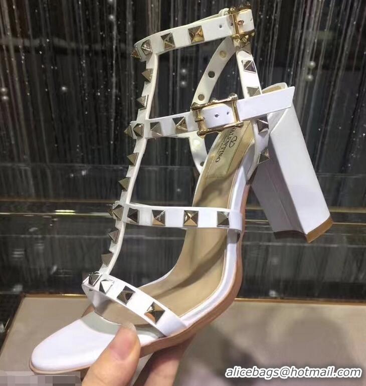 Sumptuous Valentino Cage Rockstud Calfskin Sandal 9.5cm VT8756 White