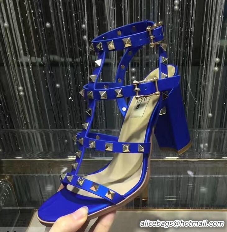 Refined Valentino Cage Rockstud Calfskin Sandal 9.5cm VT8756 Blue