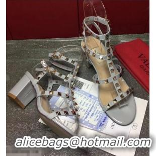 Cheapest Valentino Cage Rockstud Patent Calfskin Sandals 6.5cm VT8758 Baby Blue