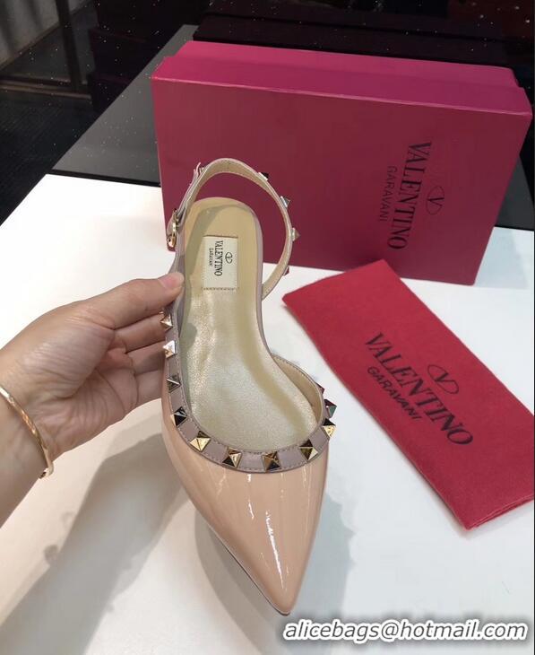 Low Price Valentino Rockstud Patent Leather Slingback Ballet Flats VT2603 Nude