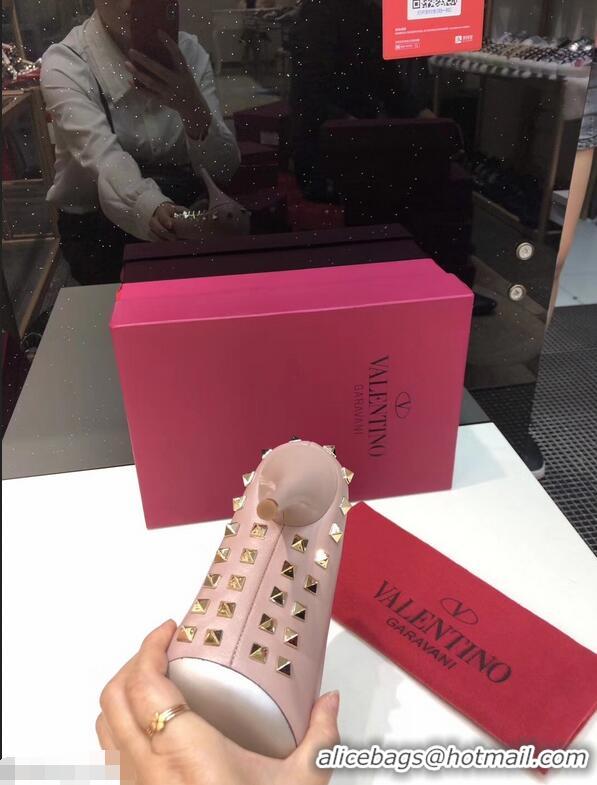 Luxurious Valentino Heel 9.5cm Rockstud Around Sheepskin Pumps VT2614 Nude 2019