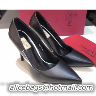 Discount Valentino Heel 9.5cm VLTN Sheepskin Pumps VT2616 Black 2019