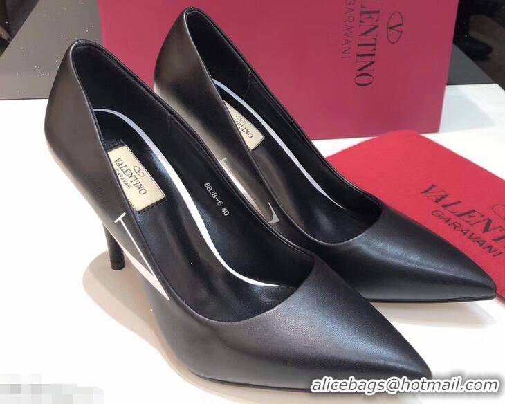 Discount Valentino Heel 9.5cm VLTN Sheepskin Pumps VT2616 Black 2019