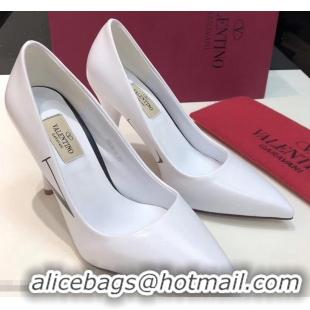 Good Taste Valentino Heel 9.5cm VLTN Sheepskin Pumps VT2616 White 2019