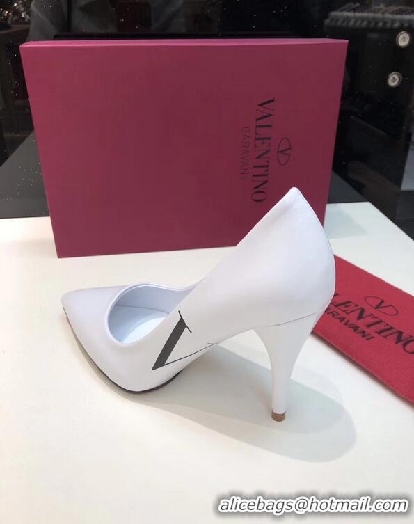 Good Taste Valentino Heel 9.5cm VLTN Sheepskin Pumps VT2616 White 2019