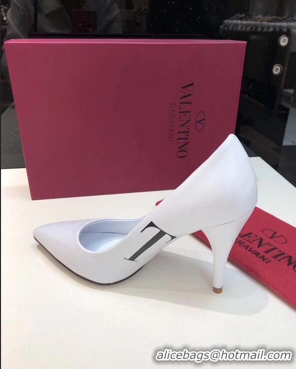 Good Taste Valentino Heel 9.5cm VLTN Sheepskin Pumps VT2616 White 2019